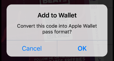 If it can be saved, click on the “+” button at the top right of the screen and select “Scan Code to Add a Pass.”